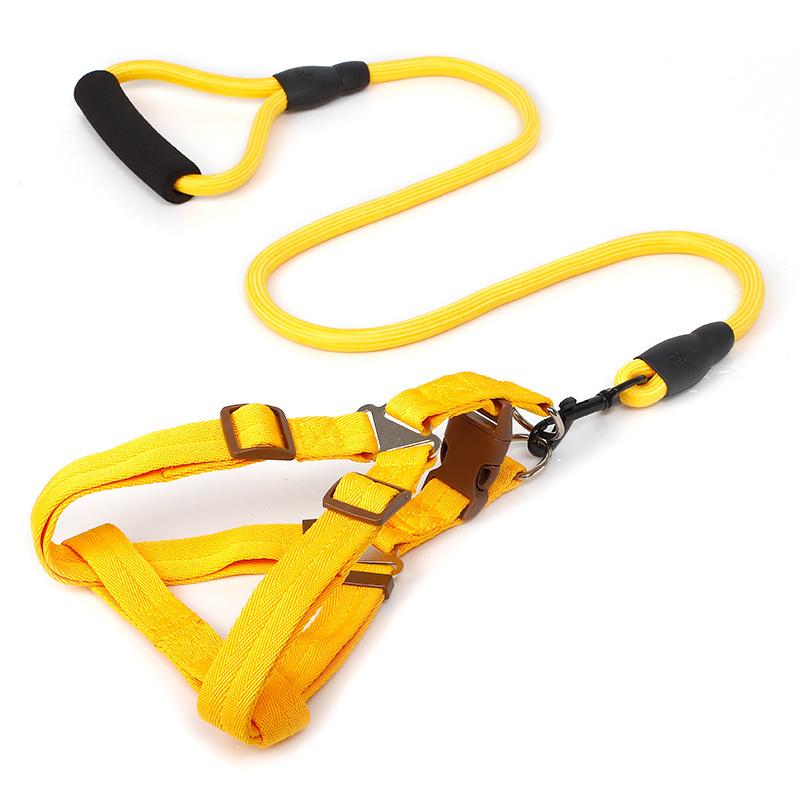 Pet Solid Color Leash Wear-Resistant Climbing Rope Medium and Large Dogs Outdoor Foam Handle Explosion-Proof Dog Leash