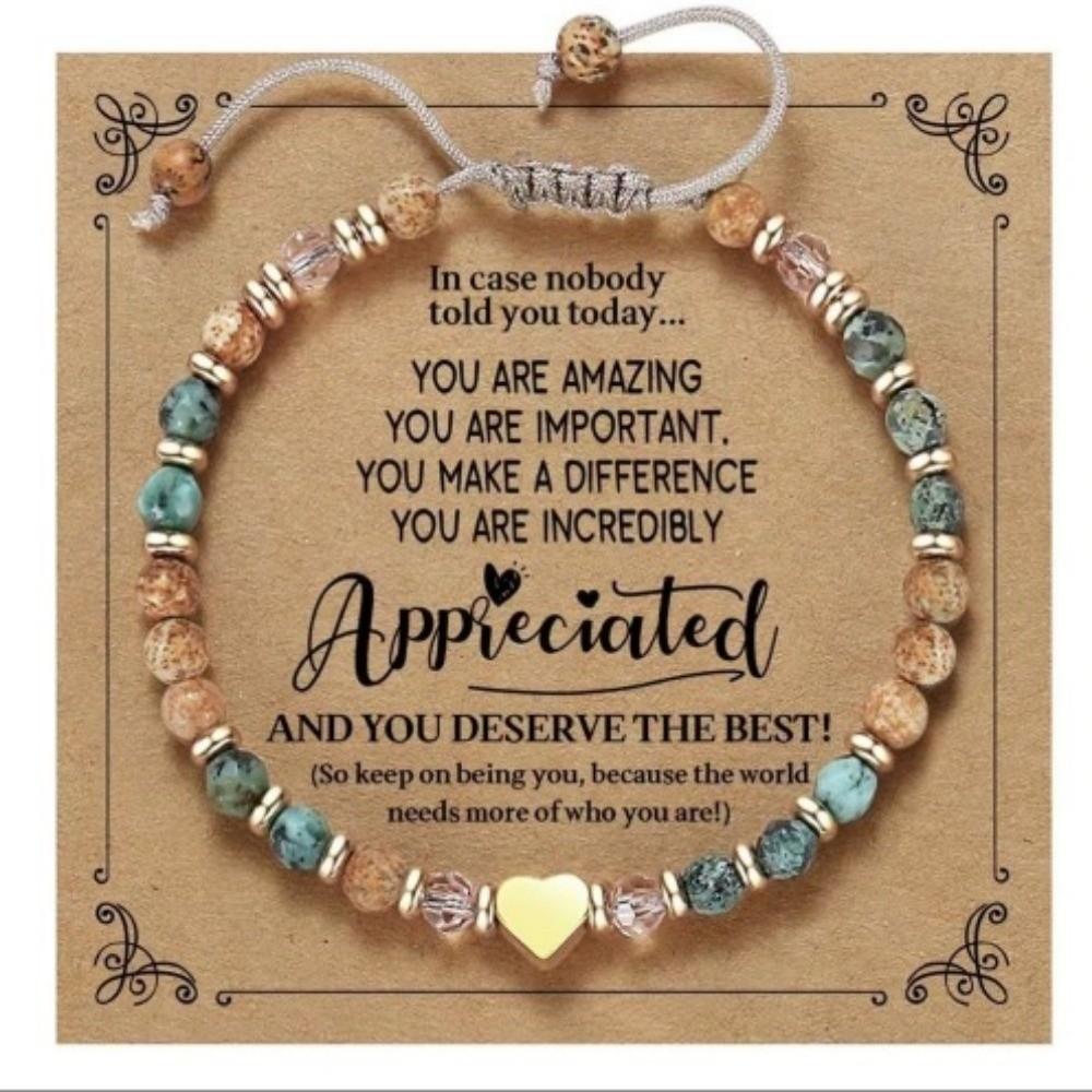 Best Wish Adjustable Wrist Chain Handmade Inspirational Bracelet Bead Bracelet  For Women Men Card StyleC