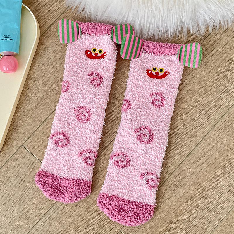 

Жіночі смішні шкарпетки до середини ікри з коралового флісу з клоуном: Теплий, Товстий Вельвет, Ідеальний для Осені/Зими, Післяпологового періоду або як Затишні Підлогові Шкарпетки. One Size