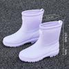 New short rain shoes women's rubber shoes wear non-slip water boots thick-soled water shoes velvet short rain boots
