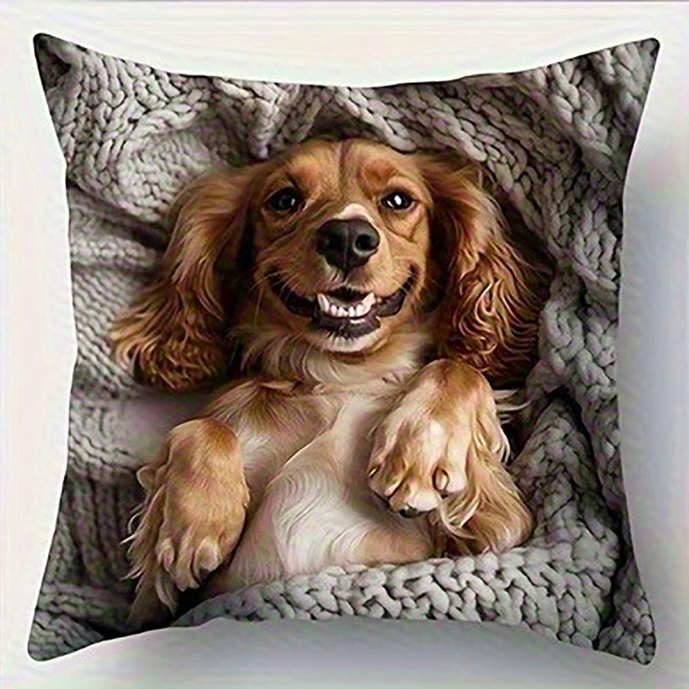 1/4pcs Cute Dog Pattern Pillowcase Sofa Cushion Cover Home Bedroom Room Decoration