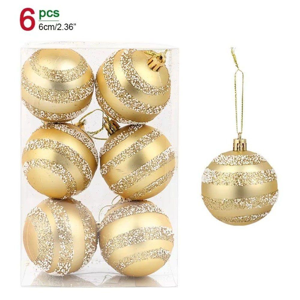 6Pcs/Set Colorful Glitter Painted Christmas Balls Plastic Christmas Tree Baubles  Christmas Tree