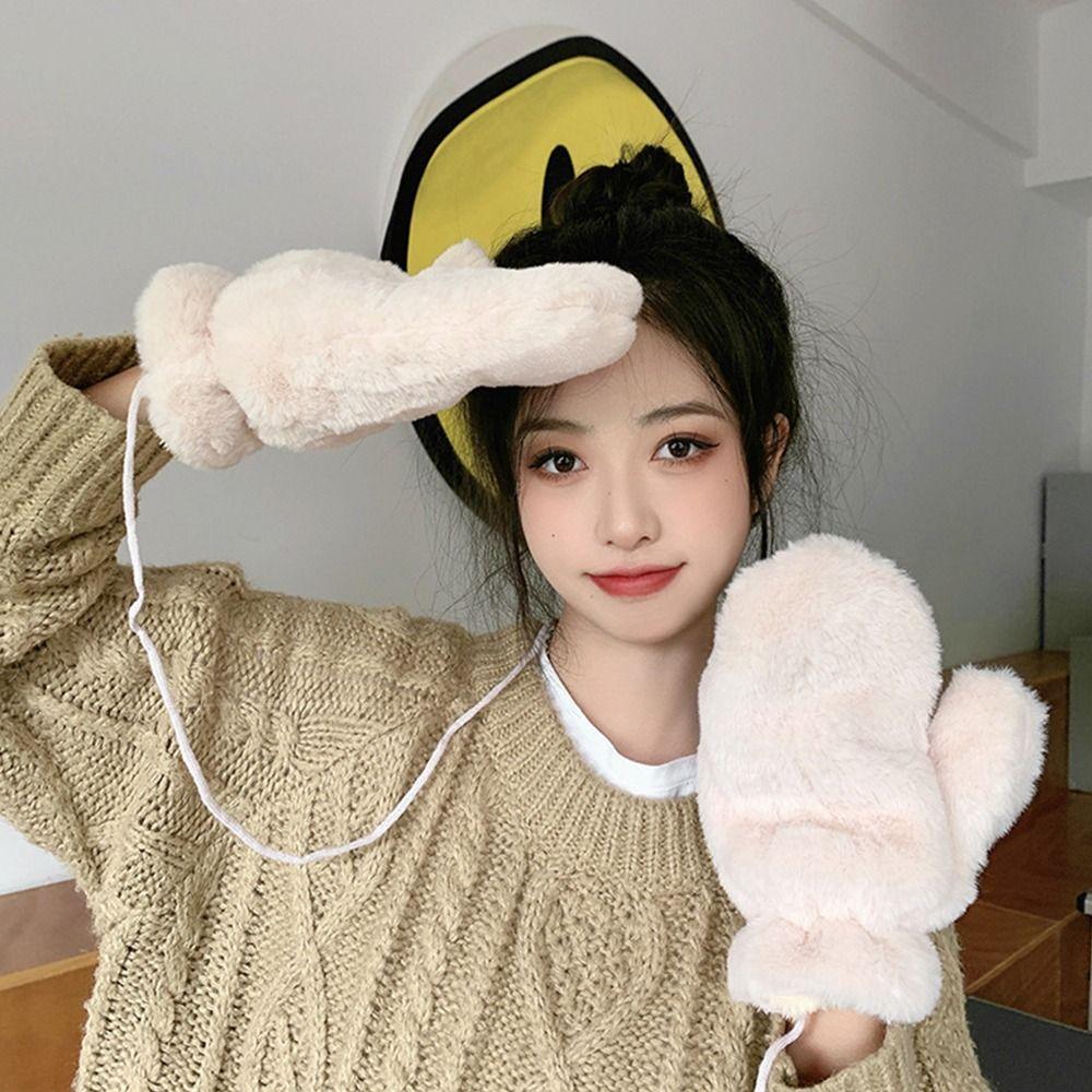 

Мягкие плюшевые плюшевые перчатки, короткие перчатки для вождения, ежедневные меховые варежки для женщин и девочек