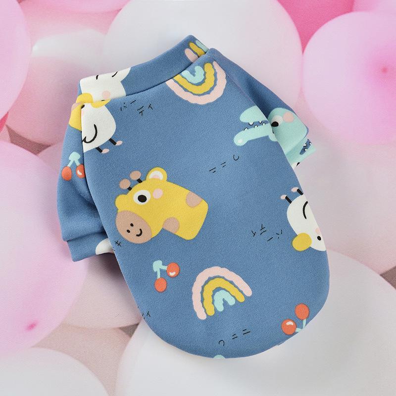 New Cute Cartoon Print Fleece Lined Warm Clothes for Small Dogs and Cats