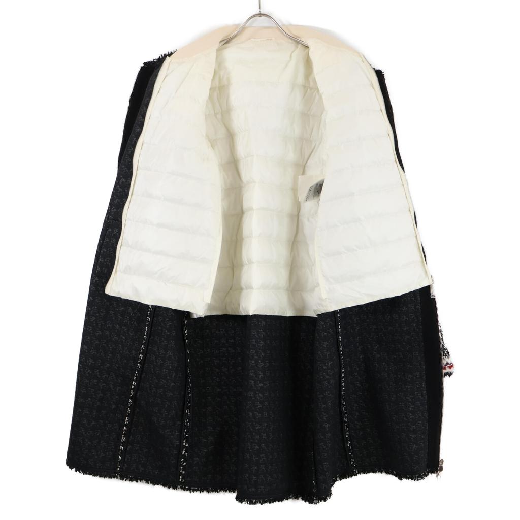 Moncler GAMME ROUGE [Good Condition] ONTARIO GIUBBOTTO Light Down Jacket X Tweed Collarless Coat 4 Black seriesUsed