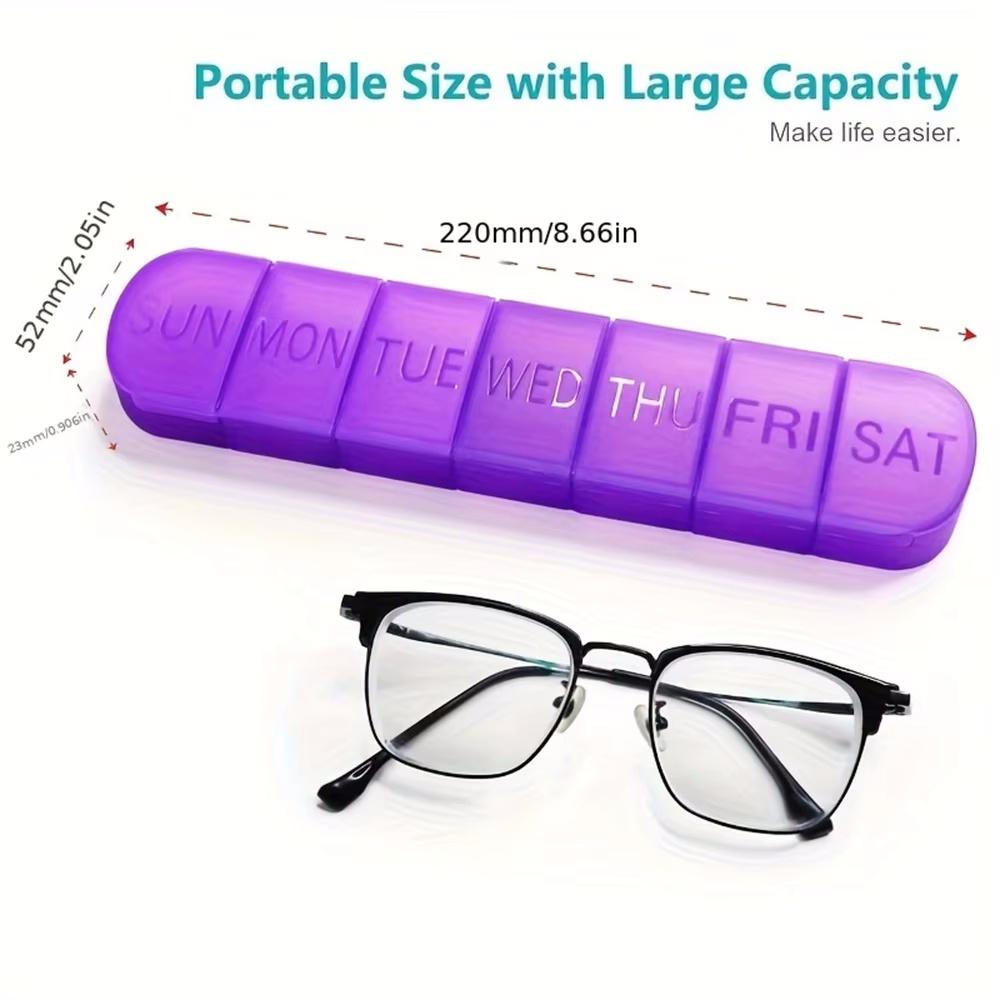 Portable Weekly Pill Box 7-Day Medication Dispenser Large Capacity Vitamin Box Individually Storage Sealed Long Pill Organizer