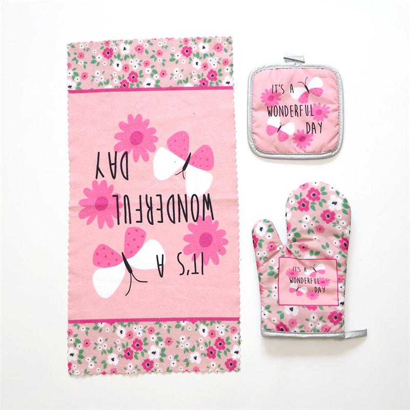 

3Pcs/set Microwave Oven Glove Insulation Pad Cleaning Towel Anti-Scald Baking Utensils Kitchen Accessories