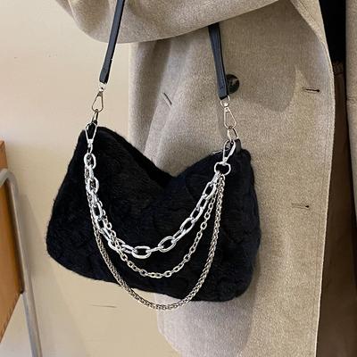 Bolso de Hombro de Moda para Mujer Nuevo Bolso Cruzado Peludo Versátil de Moda para Mujer Bolso de Cadena Nicho Ins
