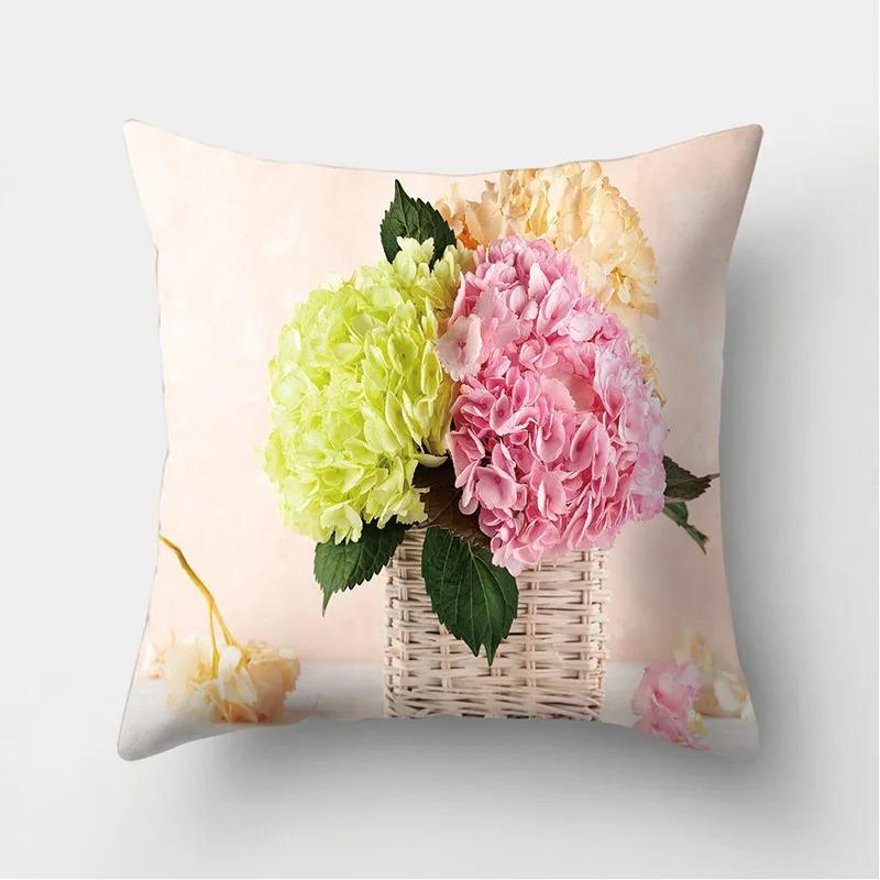 Rose Sonnenblume Blumenserie Polyester Kissenbezug Nordischer Stil Heimdekoration Kissenbezug Sofa Bett Auto Kissenbezug