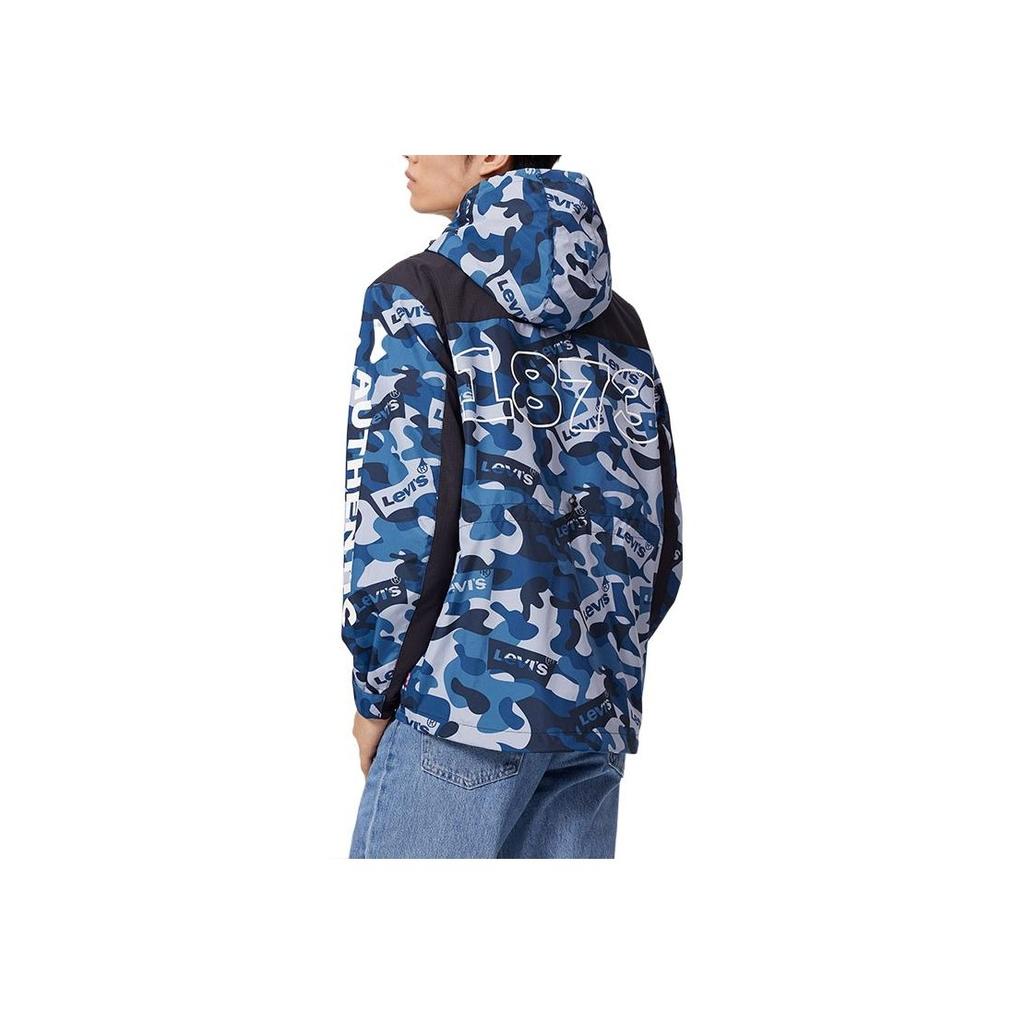 Levis Loose Fit Color Block Camouflage Casual Jacket Men Jackets Camouflage-Blue A5172-0000