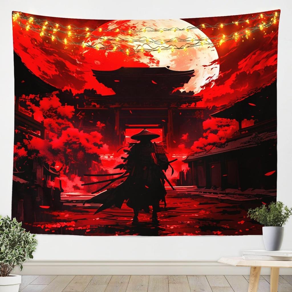Japanese Girls Geisha Tapestry Large Kids Pink Cherry Blossoms Wall Hanging for Boys Teens Japanese Ukiyoe Wall Blanket Mount