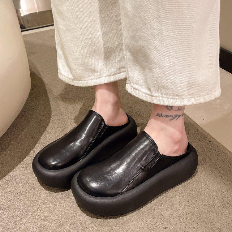 [Ushilai] British style platform slippers women's 2025 spring new fashion height increase casual versatile one pedal