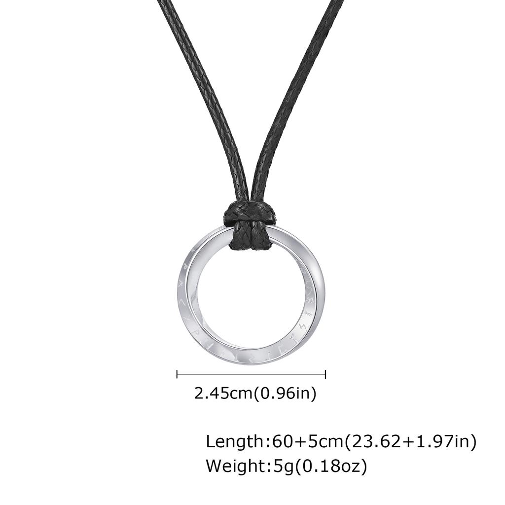 Viking Rune Mobius Pendant Necklace for Men Women, Stainless Steel Infinity Statement Charm, Norse Mythology Jewelry Gift