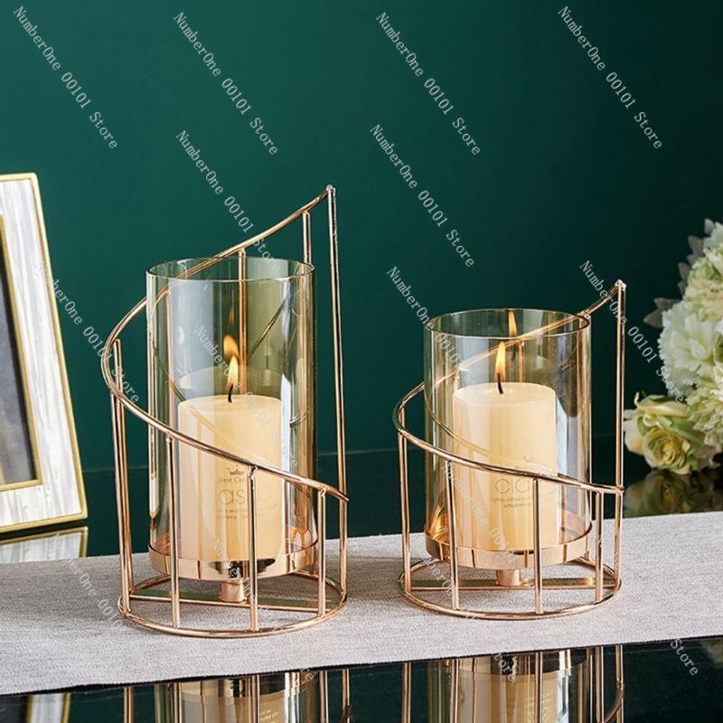 Luxury Romantic Candlestick Decoration for Living Room European Iron Candle Holder Dining Table High-End Candlelight Dinner Prop