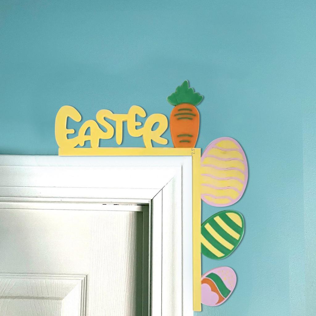 A Joyful Easter Corner Full Of Childlike Charm, With Wooden Decorations Inspired By Easter Elements, Adding Spring Vitality To Your Home Door Frame!