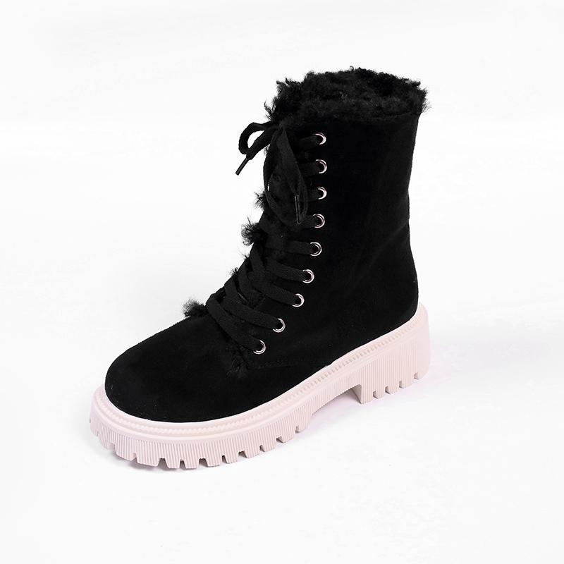 

Ботинки женские осень зима 2024 новый британский стиль круглый носок толстый низ рыцарь круглый носок челси Botines De Mujer 43 чёрный