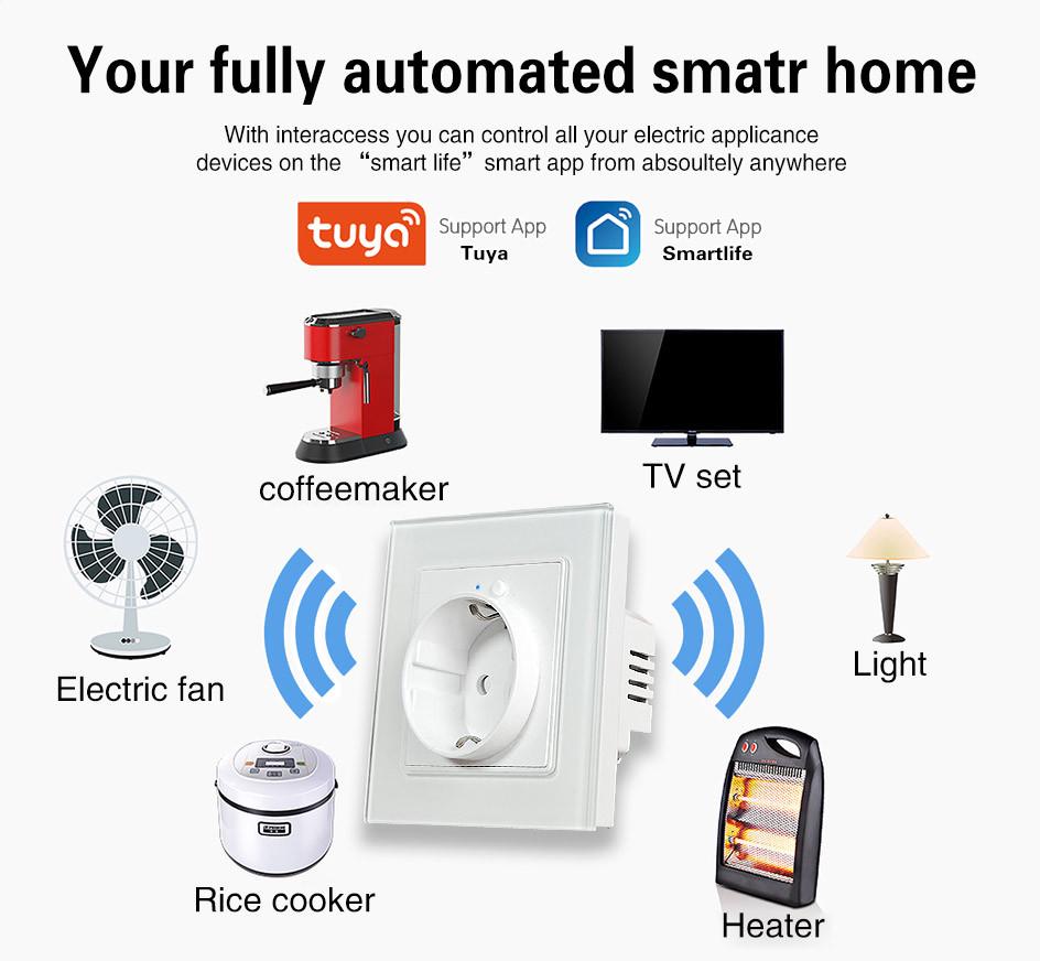 European Standard Smart WiFi Socket with APP Remote, Voice Control, Timer & Power Monitoring