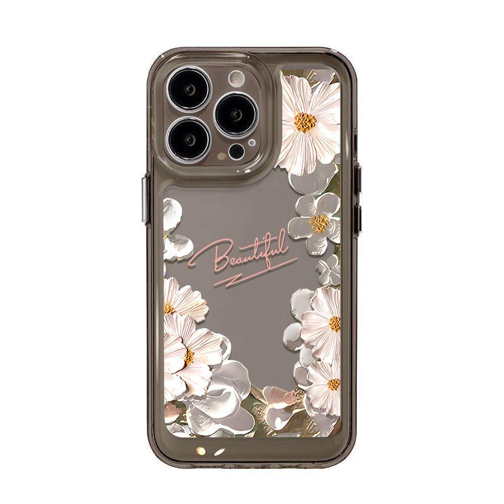 Small fresh oil painting flowers are suitable for iPhone17 mobile phone case 16promax Apple 14/13 all-inclusive 15 fine holes