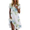 Women's Casual Fashion Stand Collar Floral Print Short Sleeve Dress