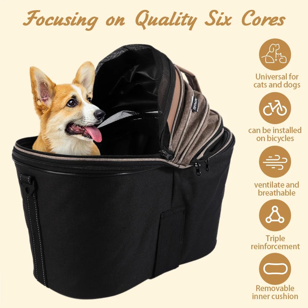 Dog Rear Bicycle Basket,  Pet Commuter Seat Basket for Rear of Bicycle, Easy To Comfortable Padded Bicycle Basket