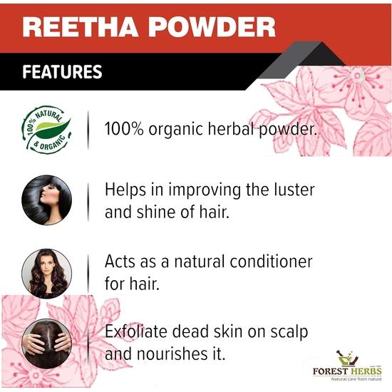 THE FOREST HERBS Natural Care from Nature Pure Double Filtered Aritha/Reetha (Sapindus Trifoliatus) Powder 200Gms, All, (1 Count)