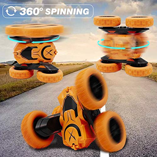 ROBOT PLAZA RC Car, Off-Road, RC Action Buggy, 4WD, Double-Sided, Kids Toy for Boys, 4WD, Fast (Orange)