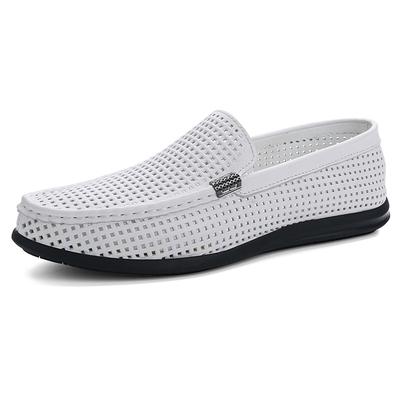 2025 Verano Calados Penny Loafers Hombre Zapatos Náuticos Transpirables Hombre Mocasines Cuero Slip On Planos Zapatos Casuales de Conducción para Hombre