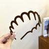 Black Flocked Big Wave Headband with Tooth Comb for Washing Face, Headband for Tidying Up Hair, Hairpin and Headdress