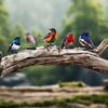 Colorful Metal Bird Enhancements Pack Of 5 For Garden Fence Yard
