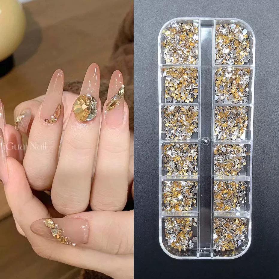 Nail Art Irregular Mini Ornaments: Pink, White, Colorful Champagne Accessories