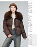 Women’s Short Big Fur Lapel Drawstring Warm Winter Jacket