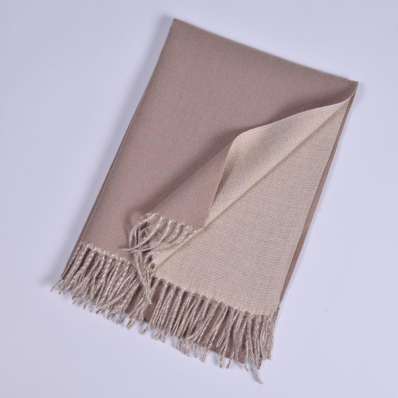 Autumn and Winter New Imitation Cashmere Double-sided Monochrome Warm Scarf Scarf Men's and Women's Fashion Warm Fringe