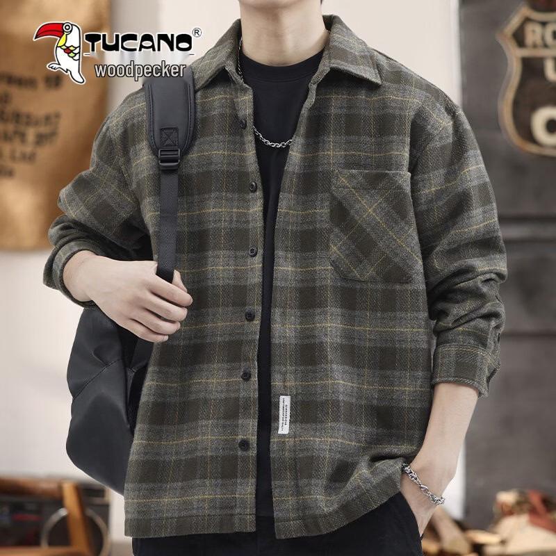 

TUCANO Men s Relaxed Fit Heavyweight Plaid Long Sleeve Shirt M