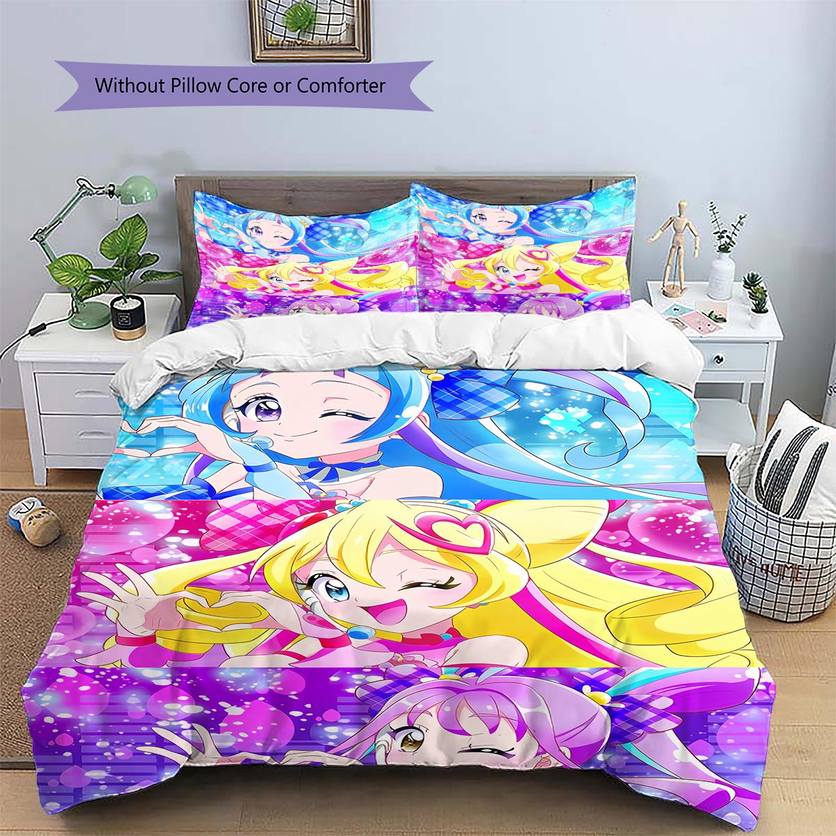 

Постельное белье Pretty Cure Color Collage: пододеяльник и наволочки, Постельное белье для фанатов Pretty Cure, Идеальный подарок.chl 135x200cm