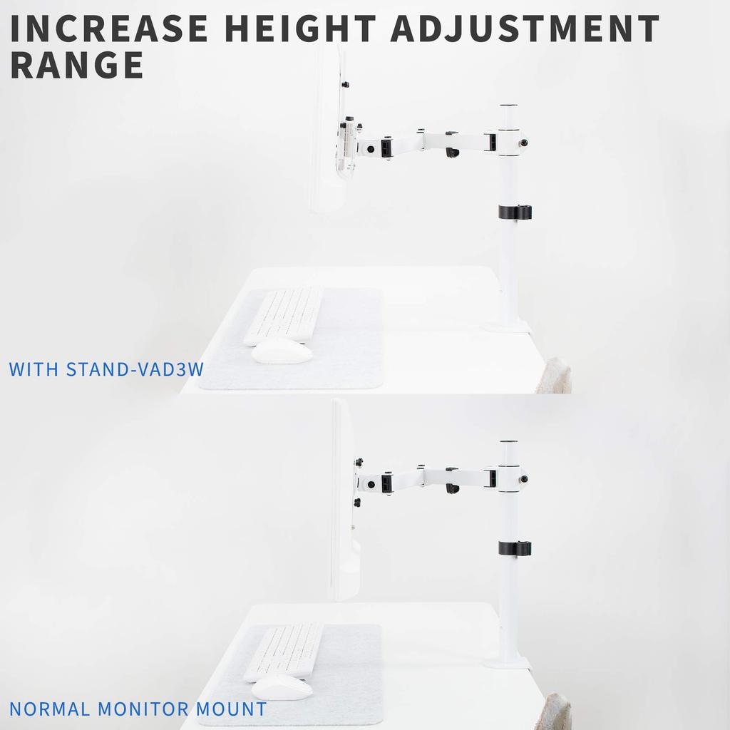 VIVO Height Adjustable VESA Adapter Accessory Bracket Kit for Inch 13-27 Monitors, White, STAND-VAD3W