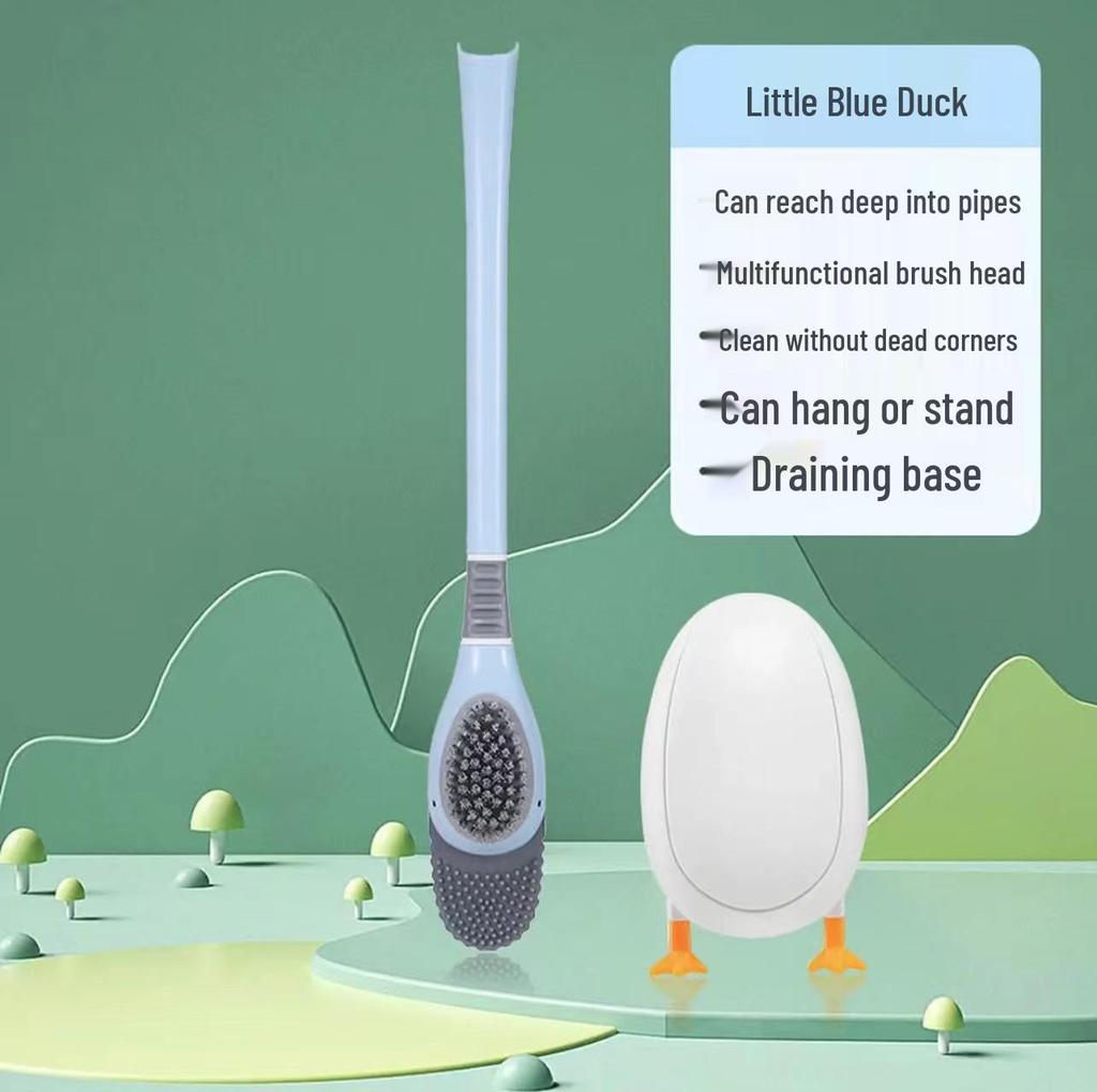 Duck Toilet Brush: Silicone, No-Drill, Wall-Mounted, Bathroom Cleaning Tool