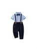 Boys' Spring/Summer First Birthday Outfit - Short-Sleeved Shirt & Long Overalls