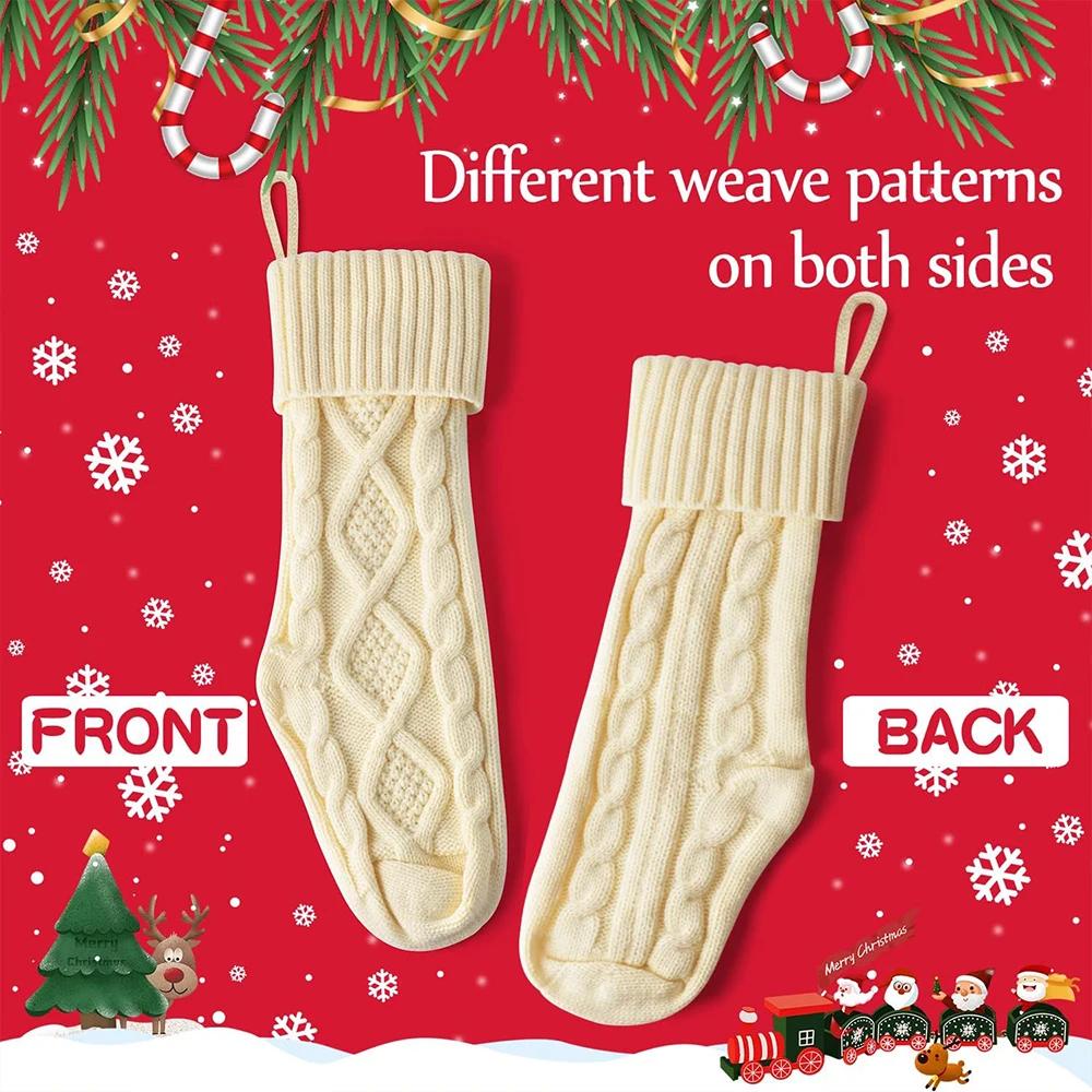 Christmas Socks Large Candy Gifts Carryall Christmas Knitted Stockings Xmas Tree Hanging Ornaments Festival Party Decorative Supplies