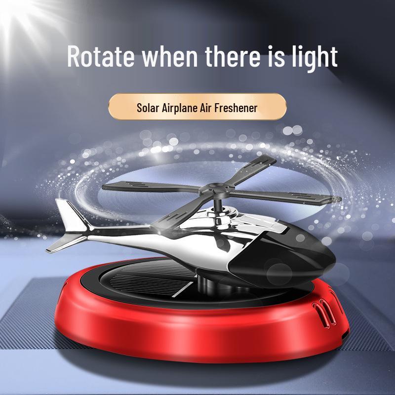 Solar-Powered Rotating Airplane Car Air Freshener - Gardenia Scent