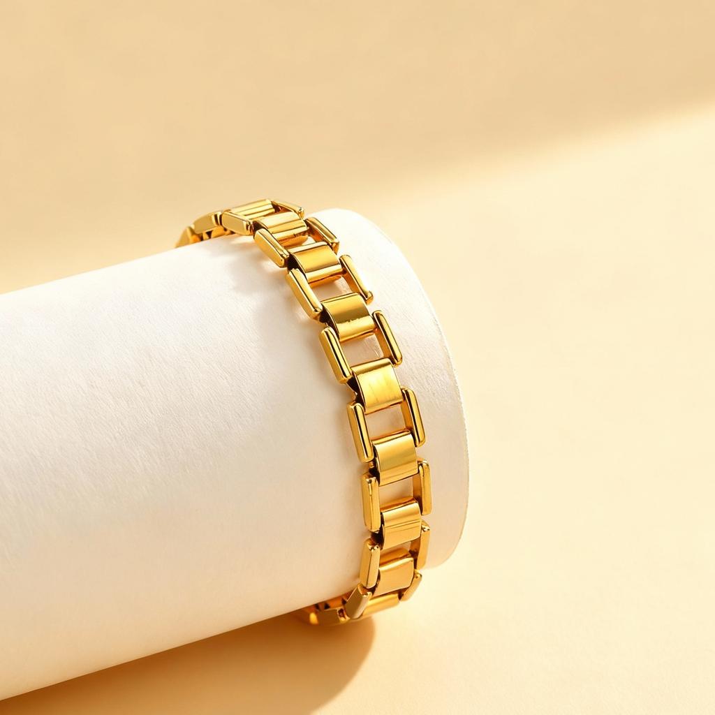 Fashion Women's Watch Strap Chain Bracelet Gold Plated Stainless Steel Chunky Link Chain Bracelets Punk Jewelry Gift