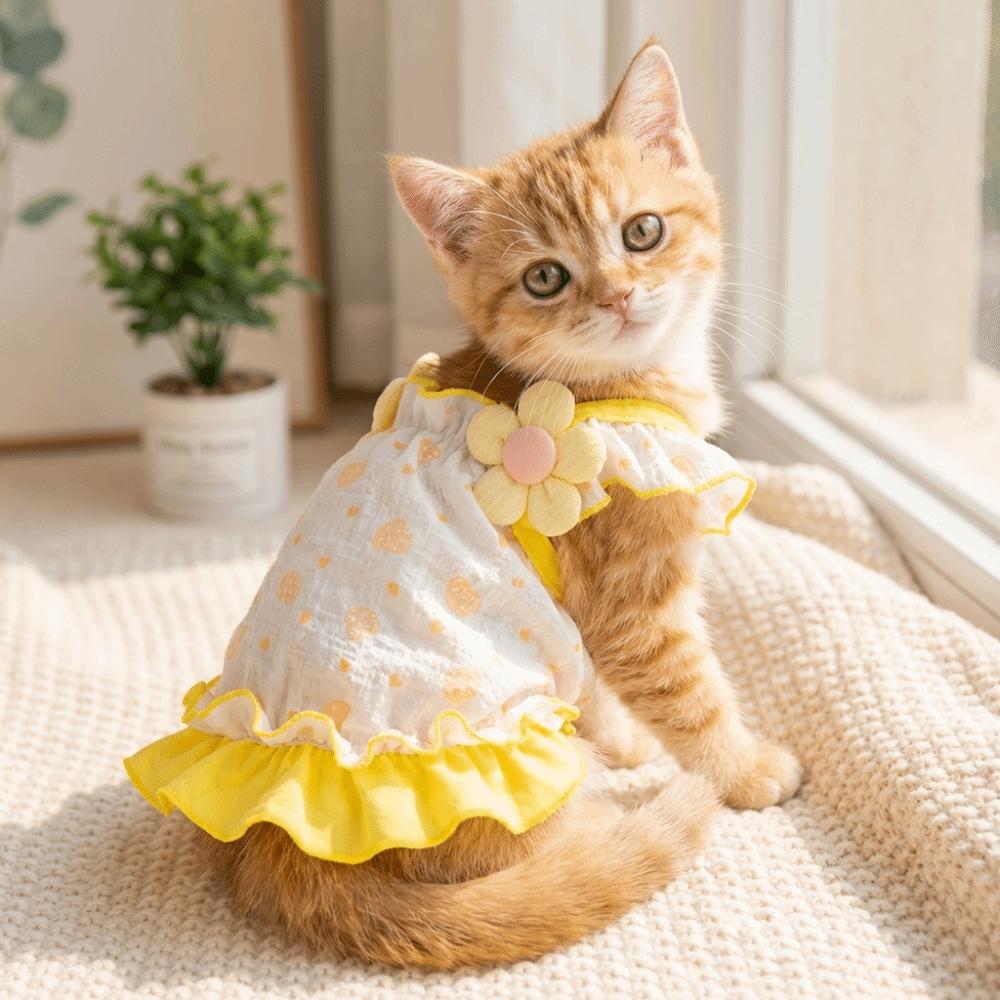 Hunde Zubehör 3D Blumig Welpe Sommerkleid Bequem Blumendruck Hund Prinzessin Kleid Weich Atmungsaktiv Hundeweste Kleine Hunde