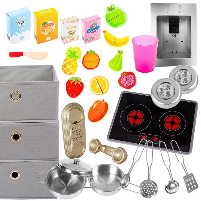 Cuisine en bois pour enfants LED et sons, hauteur réglable, accessoires complets - Green Series (GS0060-1)