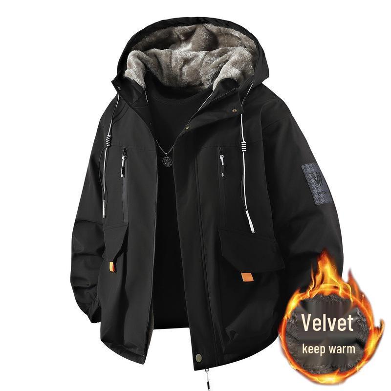 Men's Hooded Winter Parka: Plus Velvet, Thick, Warm, Cotton-Padded, Loose Fit for Teens