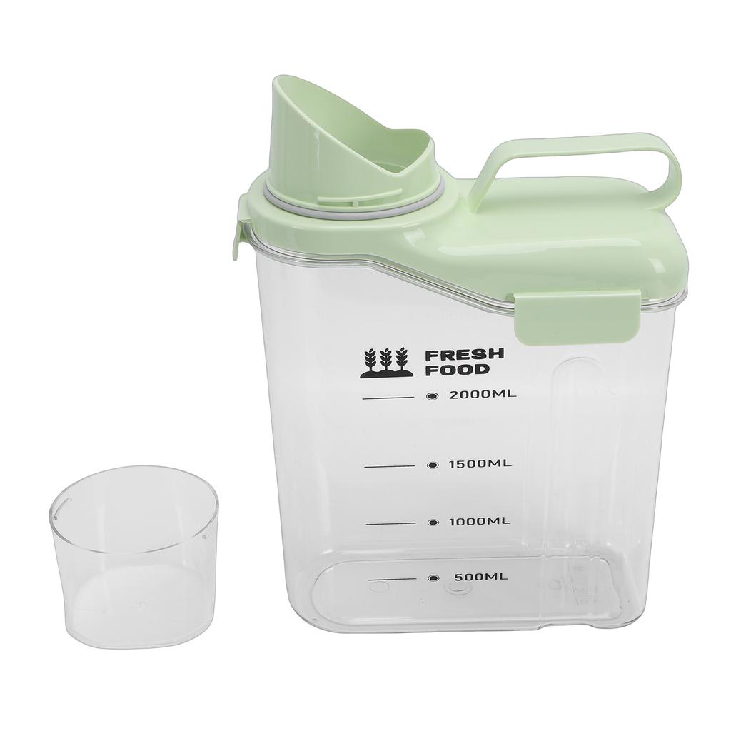 Cereal Storage Container with Spout and Measu  Cup Plastic  tight Kitchen   for Rice Grains Flour Dry Food