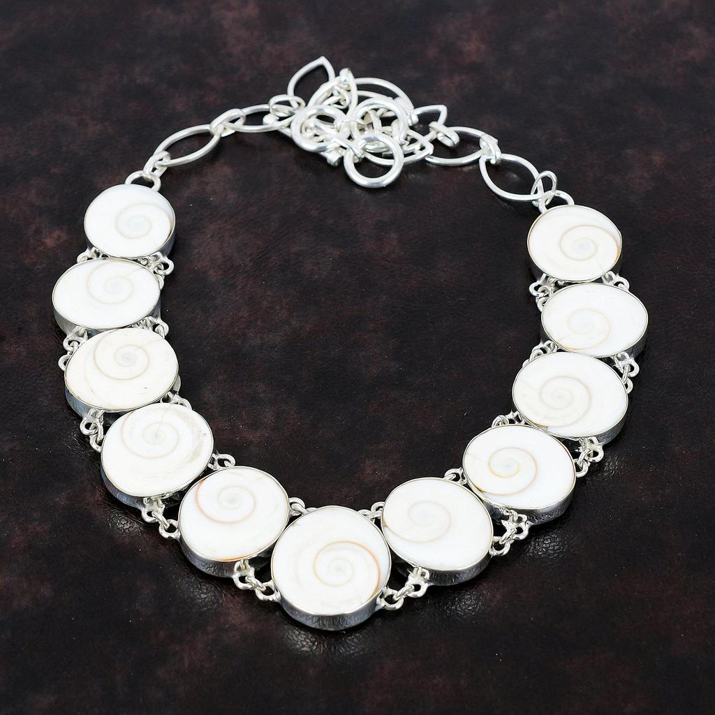 Shiva Eye Shell Gemstone Necklace Designer Necklace 925 Sterling Silver Necklace Adjustable Chain Necklace Handmade Necklace Engagement Gift
