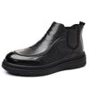 Martin boots men's British style leather medium help velvet warm men's new youth fashion Chelsea casual short boots