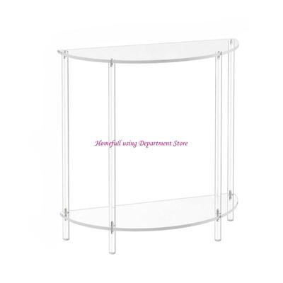 Clear Sturdy Acrylic Corner Shelf Two Tiers Side Table Accessory for Living Room or Bedroom Space Saving Designs