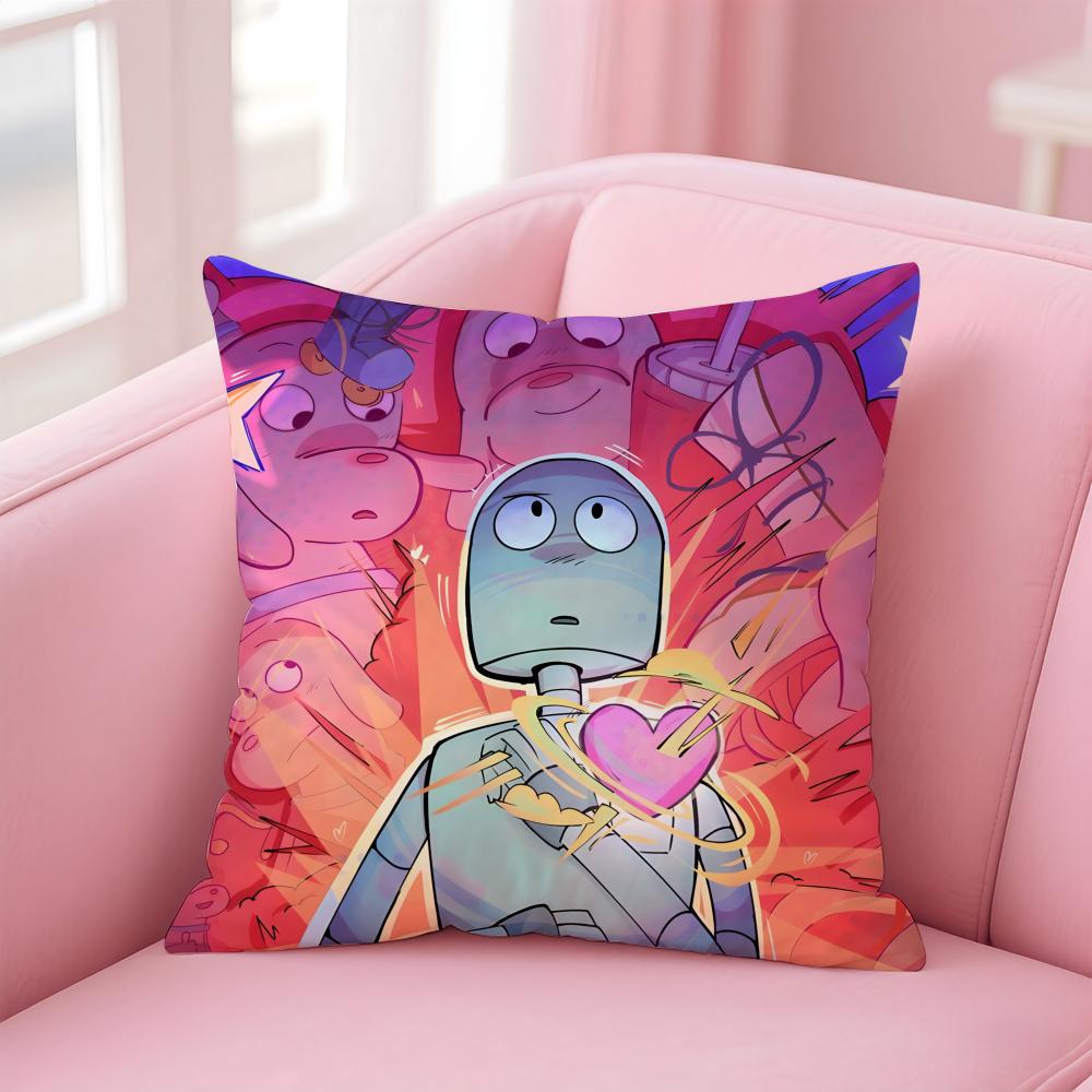 Anime R-Robot D-Dreams Cushion Cover Home & Car Multi-Scene Pillow Cover - Reversible, Soft & Durable for Daily Use