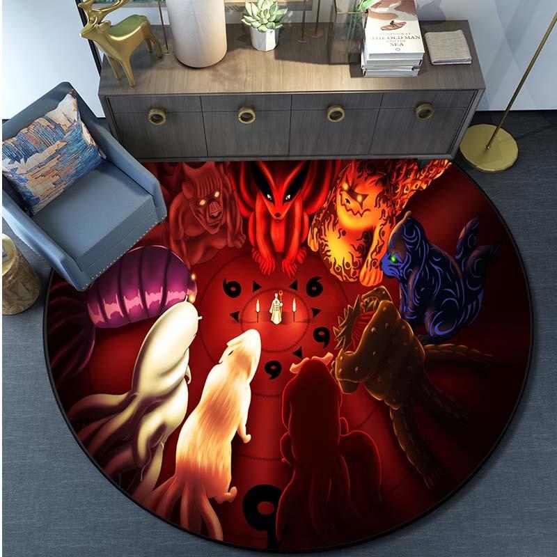 Cartoon Naruto Round Area Rug Living Room Bedroom Non-slip Floor Mat
