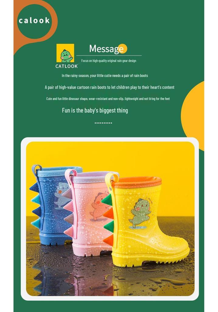 Stivali da Pioggia Leggeri per Bambini con Dinosauri - Antiscivolo, Impermeabili, Stile a Mezza Gamba per Ragazzi e Ragazze, Nuovo Design 2025 Molto Venduto